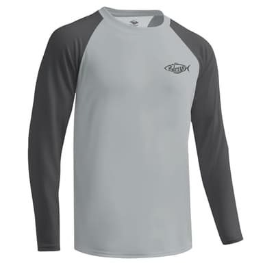 Palmyth Fishing Shirts for Mens, Performance Mens Fishing Shirt Long Sleeve Sun Protection UV UPF 50+ T-Shirts Quick Dry Largemouth Bass Charcoal/Gray 2XL - Image 2