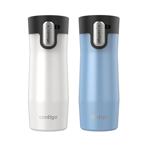 Contigo AUTOSEAL West Loop Vacuum-Insulated Stainless Steel Travel Mug with Easy-Clean Lid 16 oz 2-Pack Salted Frosted Pearl Glacier Frosted Pearl - Image 1