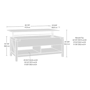Sauder Bridge Acre Lift Top Coffee Table, Lintel Oak Finish - Image 3