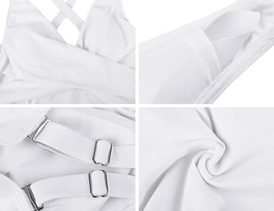 Hilor Supportive Swimsuits with Built in Bra Underwire Tankini Tops for Women Swimwear Top Tummy Control Bathing Suit White 16 - Image 7