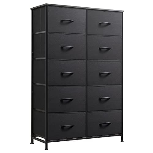 WLIVE Tall Black Dresser for Bedroom with 10 Drawers, Chest of Drawers, Dressers Bedroom Furniture, Storage Organizer Unit with Fabric Bins for Closet, Hallway, Living Room, Entryway - Image 1