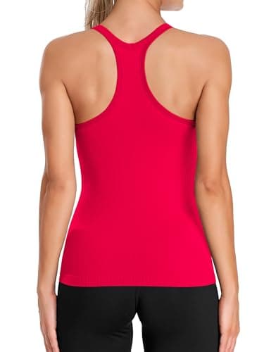 ATTRACO Womens Sports Bra Tank Tops Sleeveless Activewear Padded Camisole Tank Workout Red L - Image 2