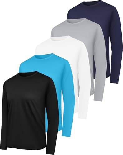 HovSiyla Long Sleeve Shirts for Men Moisture Wicking Mens Tee Shirts Workout Sun Protection T Shirt for Running Black Gray White Blue Bowland XL - Image 1