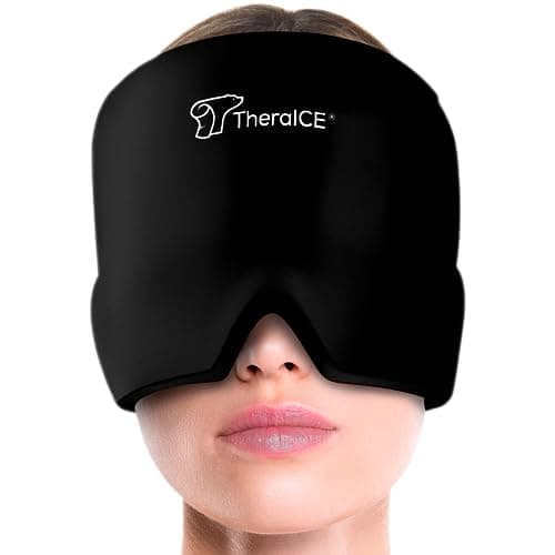 TheraICE Migraine Relief Cap, Soothing Headache Hat Ice Pack Mask, Face Cold Compress Cooling Gel Head Wrap Products for Tension, Stress & Hangover - Image 1