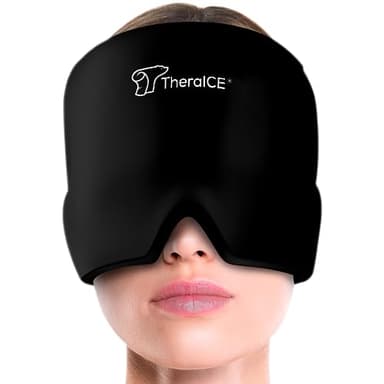 TheraICE Migraine Relief Cap, Soothing Headache Hat Ice Pack Mask, Face Cold Compress Cooling Gel Head Wrap Products for Tension, Stress & Hangover - Image 1