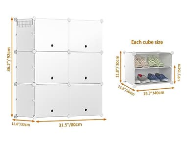 HOMIDEC Shoe Rack, 6 Tier Shoe Storage Cabinet 24 Pair Plastic Shoe Shelves Organizer for Closet Hallway Bedroom Entryway - Image 3