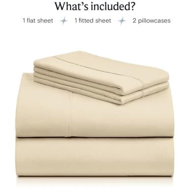 LuxClub 4 PC Queen Sheet Set, Queen Size, Deep Pockets Wrinkle Free Cooling Bed Sheets Machine Washable Hotel Bedding Silky Soft - Cream Queen - Image 2