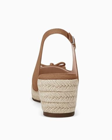 Coutgo Womens Closed Toe Espadrilles Wedges Shoes Platform Slingback Mid Low Heel Canvas Bow Dress Sandals, Coffee, Size 8.5 - Image 6