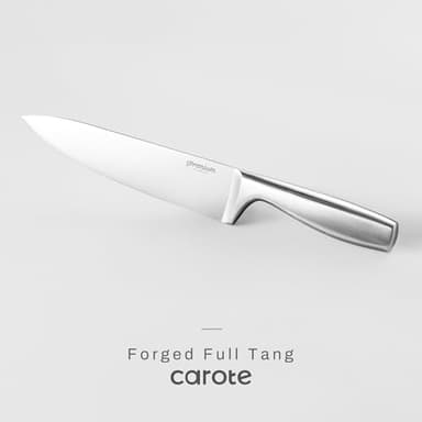 CAROTE 12 Pieces Knife Set, Stainless Steel Kitchen knife Set with Wooden Block, Block Knife Set with High Carbon Steel Blades, Razor-Sharp, Dishwasher Safe - Image 5