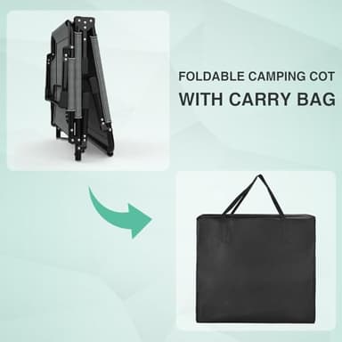 Suteck Folding Camping Cot, All-in-One Portable Outdoor Cot Heavy Duty Sleeping Bed for Adults Camp Bed Cots Build in Pilllow Mattress for Home Office Nap Beach Travel, Grey - Image 6