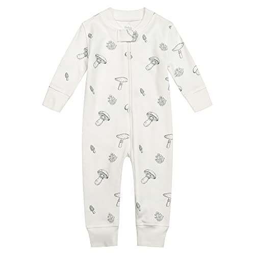 Owlivia Organic Cotton Baby Boy Girl Zip up Sleep N Play, Footless, Long Sleeve(0-3 Months, Mushroom) - Image 1