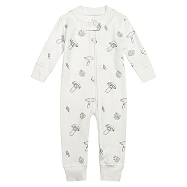 Owlivia Organic Cotton Baby Boy Girl Zip up Sleep N Play, Footless, Long Sleeve(0-3 Months, Mushroom) - Image 1