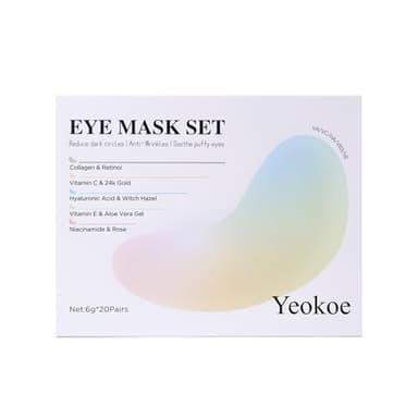 Yeokoe Under Eye Patches for Dark Circles,Eye Mask for Puffy Eyes With Collagen,Retinol,Vitmin C,Hyaluronic Acid and Niacinamide Face Masks Skincare Spa Gifts for Woman 20Pairs - Image 8
