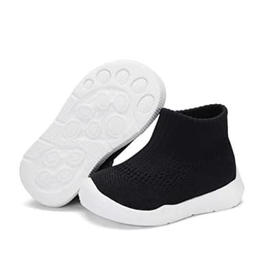 Engtoy Baby Boy Girls Animal Non-Skid Indoor Slipper Infants Breathable Elastic Socks Shoes with Memory Insole Protect Toes Panda Tiger Fox, Black 01, 9-12 Months Infant - Image 4