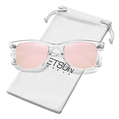 MEETSUN Polarized Sunglasses for Women Classic Retro Square Driving Ladies Sun Glasses UV Protection Clear Pink Mirrored - Image 1
