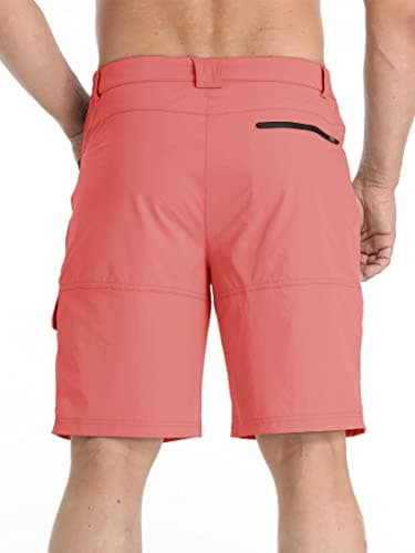 TACVASEN Mens Cargo Shorts Outdoor Lightweight Quick Dry Casual Summer Hiking Dress Work Shorts with Elastic Waist Pink, 38 - Image 3