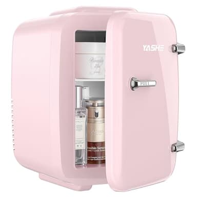 YASHE Mini Fridge, 4 Liter/6 Cans Small Refrigerator for Skincare, 110V AC/ 12V DC Thermoelectric Cooler and Warmer for Drink Office Dorm Bedroom Car, Pink - Image 8