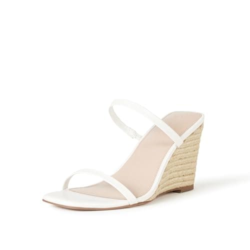 The Drop Women's Sophia Two Strap Wedge, White + Jute, 8 - Image 1