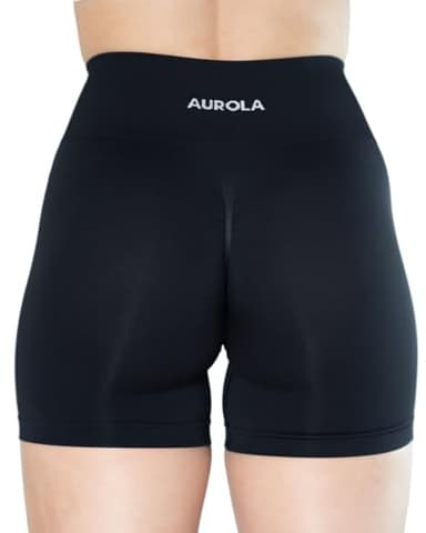 AUROLA 3 Pieces Pack Set Dream Workout Shorts for Women Seamless,Dark Black/Jacaranda/Pink,M - Image 5