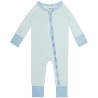 Gaiibbt 3PACK Baby Rompers Footless 2 Way Zipper Long Sleeve Pajamas aqua green+Lake Water Blue+Grey Orchid 12-18 M - Image 3