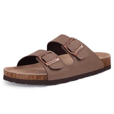 ODOLY Unisex Cork Footbed Slide Sandal, Arch Support Summer Outdoor Sandals with Adjustable Buckle for Women and Men, Brown 39 (8-8.5 Women/6.5-7 Men) - Image 1