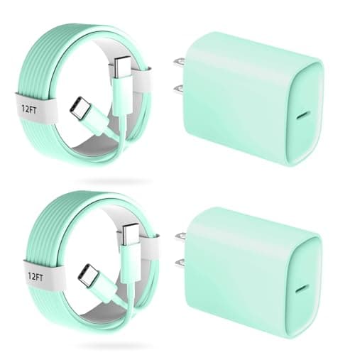 Phone 17 16 15 Pro Charger Fast Charging, 20W USB C Fast Charger Block with 12FT Long Type C Chargers Fast Charging Cable Cord for Phone 17/17 Pro/17 Pro Max/Air/16 Pro Max/16 Pro/15Pro Max/Pro, S24 - Image 1