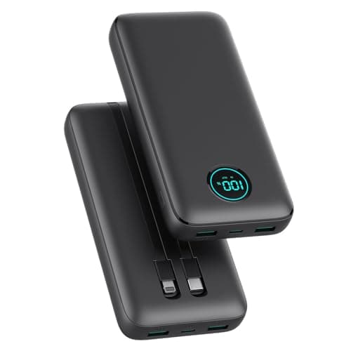Portable Charger 40,800mAh Power Bank, 25W PD QC 4.0 Fast Charging Portable Phone Charger with Built-in Cables,LCD Display USB C Battery Pack Compatible with iPhone 16/15/14,Android Samsung (Black) - Image 1