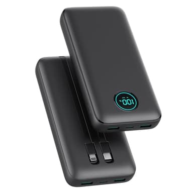 Portable Charger 40,800mAh Power Bank, 25W PD QC 4.0 Fast Charging Portable Phone Charger with Built-in Cables,LCD Display USB C Battery Pack Compatible with iPhone 16/15/14,Android Samsung (Black) - Image 1