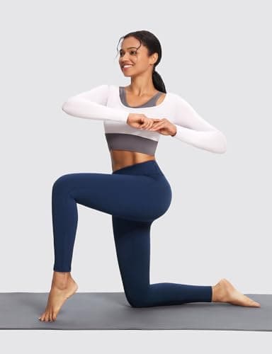 baleaf Leggings for Women Fleece Lined Thermal Warm Winter Tights High Waisted Thick Yoga Pants Cold Weather Inner Pocket Dark Blue XXL - Image 6