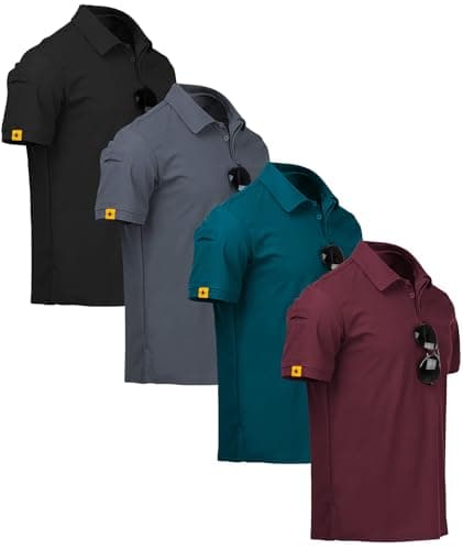 ZITY 4 Pack Mens Polo Shirt Short Sleeve Sports Golf Tennis T-Shirt Athletic Collared Tactical Shirts XL - Image 1
