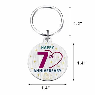 7 Year Anniversary Keychain Gifts for Husband Wife Him Her- Happy 7th Seven Anniversary Keychain for Women Men - Image 2