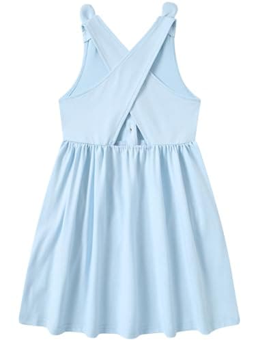 Vieille 5T Dresses for Girls 5-6 Years Blue Button Down Sundresses Size 5 6 Sleeveless Dress with Pockets - Image 5