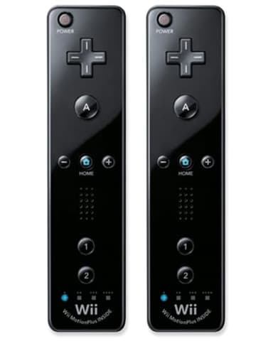 Wii Remote with Motion Plus - Wireless Bluetooth Game Controller - Official Wii and Wii U Compatible - 2 Pack (Renewed) (Black) - Image 1