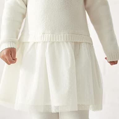 Gerber Baby Girls' Sweater Dress with Tulle Skirt, White, 12 Months - Image 8