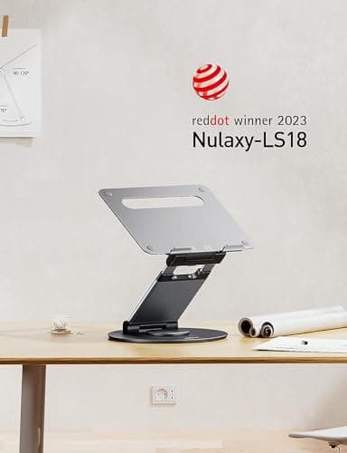 Nulaxy Telescopic 360 Rotating Laptop Stand for Desk Adjustable Height Swivel Pull Out Design Ergonomic Laptop Riser Standing Desk Converter Fits All 10-17" Laptops Computer MacBook, Gray - Image 7