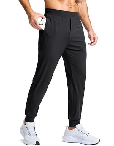 G Gradual Men's Golf Joggers Pants with Zipper Pockets Stretch Sweatpants Slim Fit Track Pants Joggers for Men Work Running (Black, XL) - Image 1