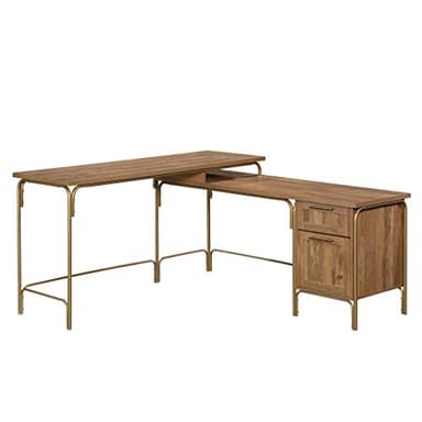 Sauder Coral Cape Corner Desk, Spacious Desktop and File Drawer, L Shaped Office Desk - Sindoori Mango Finish - Image 1