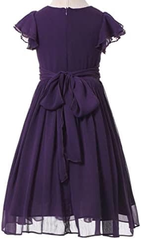Flower Girls Dresses Junior Bridesmaids Little Girls Elegant Ruffle Chiffon Tea Length - Image 5