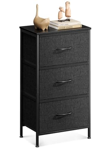 Casaottima Dresser for Bedroom Nightstand, Small Fabric Dresser Chests of Drawers, Closet Organizers and Storage with 3 Drawers, Black - Image 1