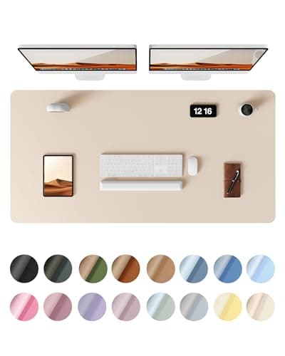 YSAGi Leather Desk Protector, Office Mat, Large Mouse Mat, Non-Slip PU Leather Blotter, Laptop Pad, Waterproof Writing Pad for Office and Home (Eggshell, 47.2" x 23.6") - Image 1