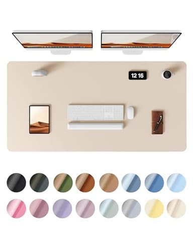 YSAGi Leather Desk Protector, Office Mat, Large Mouse Mat, Non-Slip PU Leather Blotter, Laptop Pad, Waterproof Writing Pad for Office and Home (Eggshell, 47.2" x 23.6") - Image 1