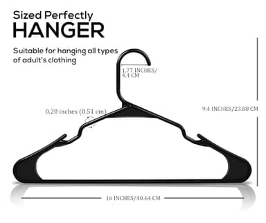 Utopia Home Plastic Hangers 50 Pack - Perfect Space Saving Clothes Hanger - Durable and Strong - Perfect Closet Organizers with Shoulder Grooves (Black) - Image 2