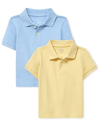 The Children's Place Baby Boys and Toddler Short Sleeve Pique Polo Shirt, Brook/New Yellow 2 Pack, 18-24 Months US - Image 1