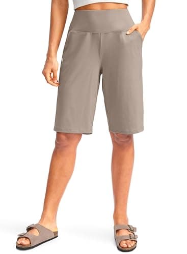 G Gradual Women's 12" Bermuda Long Shorts with Pockets High Waisted Stretch Knee Length Shorts for Women Summer Walking(Dark Khaki,M) - Image 1