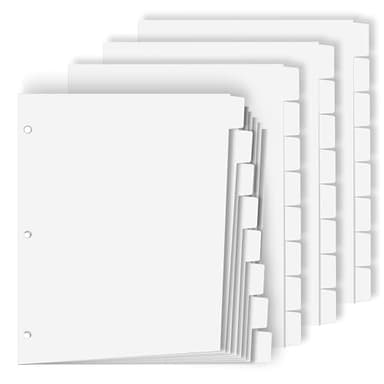 Binder Dividers for 3 Ring Binder, 1/8 Cut Tabs, Letter Size, Blank Write On Page Dividers with 8 Big Tabs for School Office Home, 4 Sets, 32 Dividers, White - Image 1