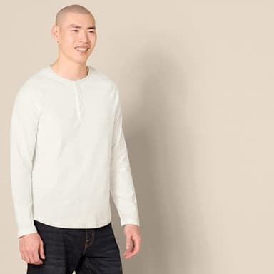 Amazon Essentials Men's Slim-Fit Long-Sleeve Henley Shirt, Oatmeal Heather, X-Small - Image 2