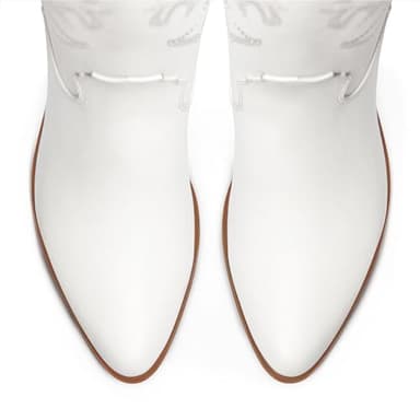 Cowboy Boots for Women Knee High Wide Calf Cowgirl Boots Embroidered Chunky Heels Pointed Toe Long Tall Western Boot Pull On (White, Size 10) - Image 6