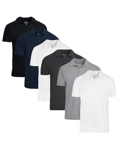 True Classic Polo Shirts for Men – Mens Polo Shirts Short Sleeve Cotton, Personalized Custom Cut, Pack of 6, Variety, L - Image 1