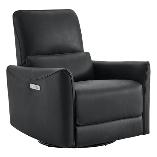 CHITA Power Recliner Chair Swivel Glider, FSC Certified Upholstered Faux Leather Living Room Nursery Reclining Sofa Chair with Lumbar Support, Black - Image 1