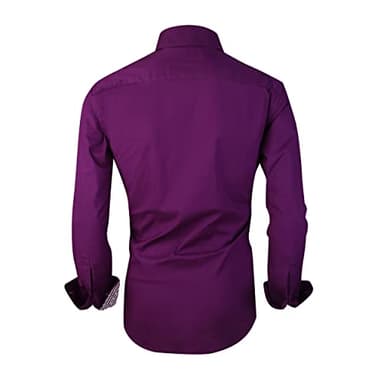 Alex Vando Mens Dress Shirts Regular Fit Long Sleeve Stretch Business Dress Shirts for Men,L17-Purple,Small - Image 2